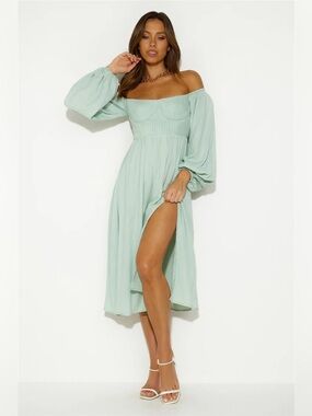 NWT HELLO MOLLY WANT TO DANCE MIDI DRESS SAGE